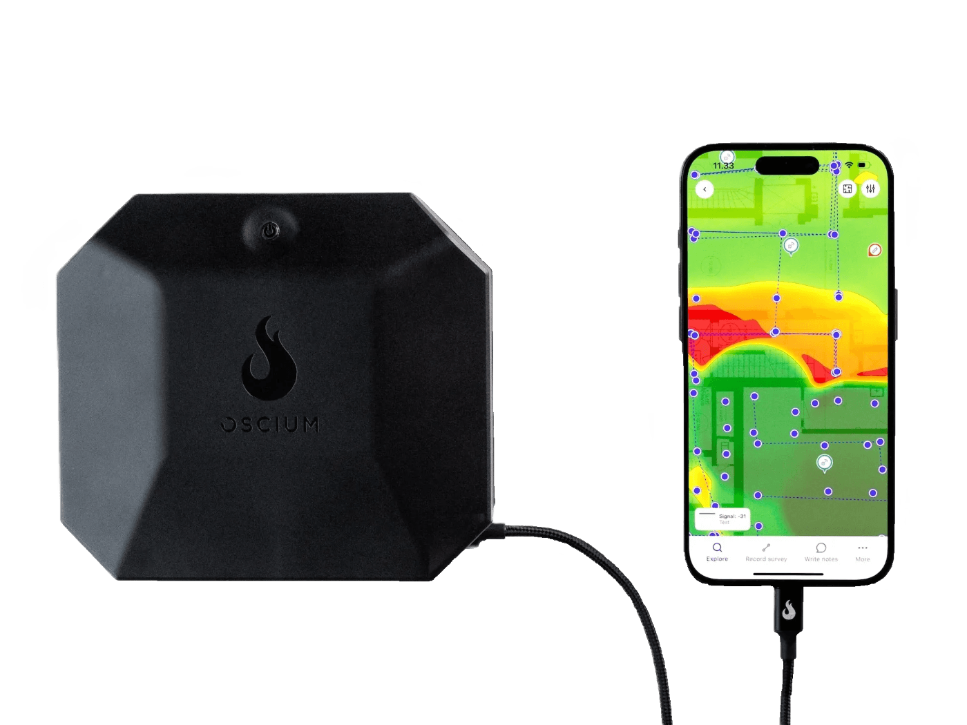 Oscium Nomad in use with an iPhone